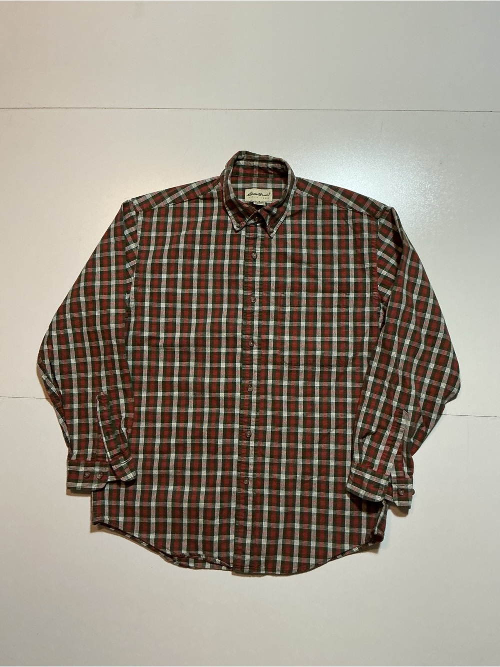 Vintage Eddie Bauer 100% Cotton Plaid Flannel Long Sleeve Button Shirt